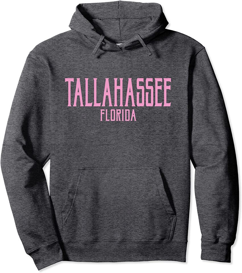 Tallahassee Florida FL Vintage Text Pink Print Pullover Hoodie