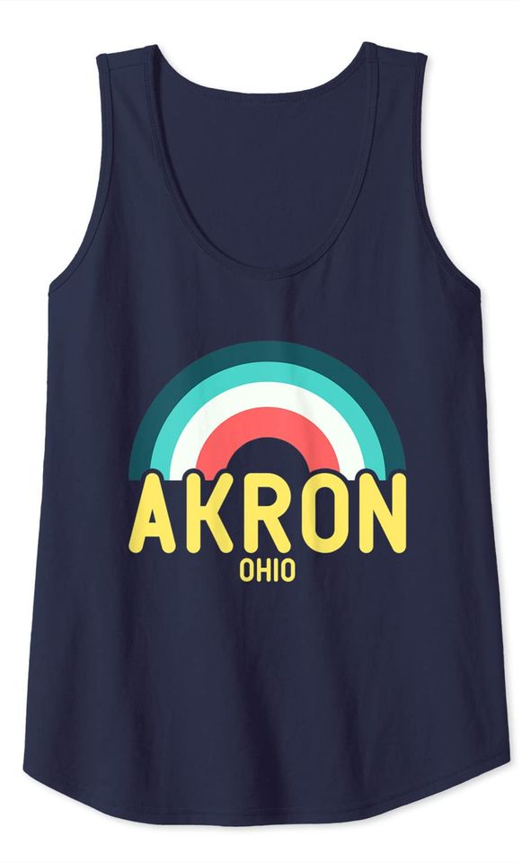 Akron Ohio Vintage Retro Rainbow Tank Top