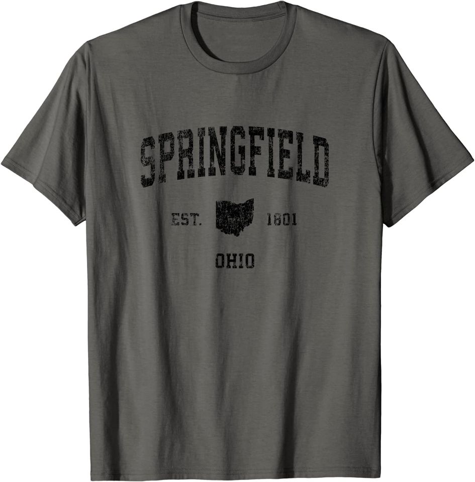 The Springfield Ohio OH Vintage Sports Design Black Print T-Shirt