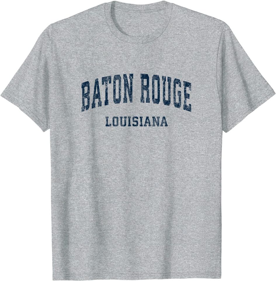 Baton Rouge Louisiana LA Vintage Varsity Sports Navy Design T-Shirt