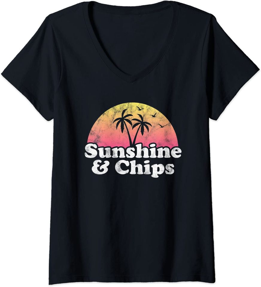 Chips Gift - Sunshine and Chips V-Neck T-Shirt
