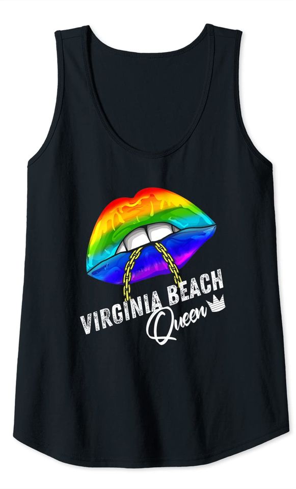 Virginia Beach Queen LGBTQ Gay Pride Flag Tank Top
