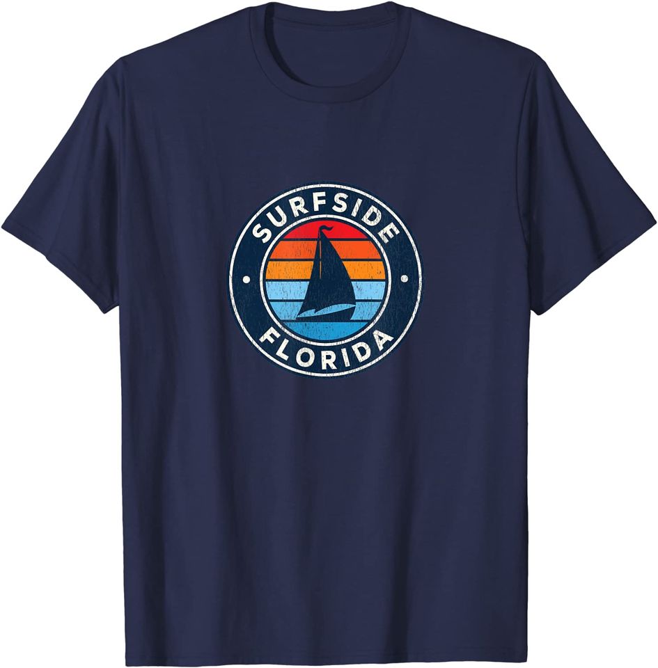 Surfside Florida Vintage Sailboat Retro 70s T-Shirt