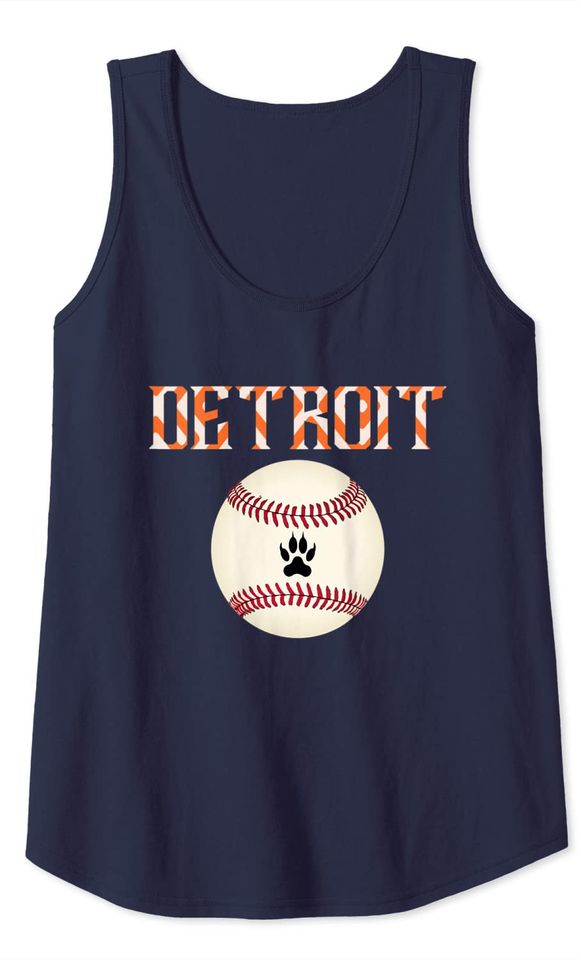 Detroit Baseball Dress Tiger Scratch And Giant Ball Tank Top