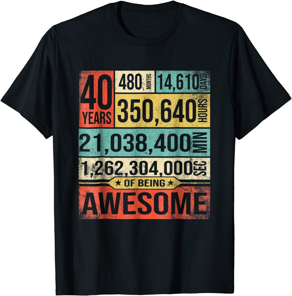 Birthday Countdown 40th Years Old Being Awesome 1979 T Shirt