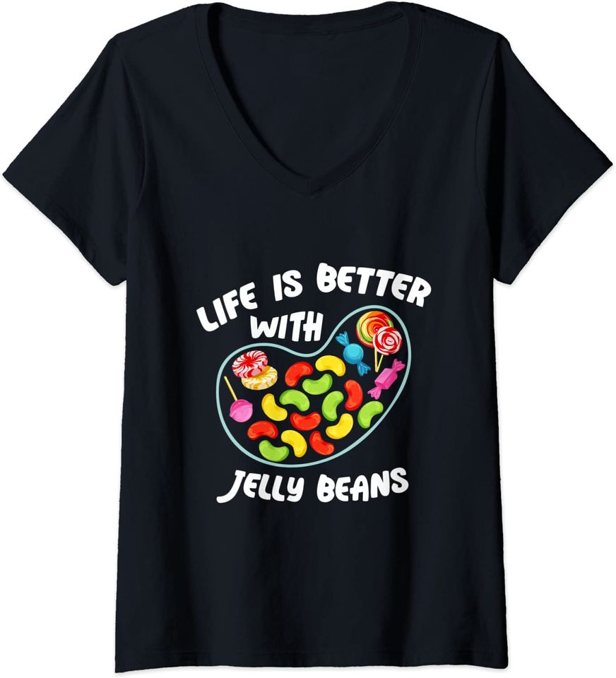 Life Better Jelly Bean Candy Fruity Juicy Day V-Neck T-Shirt
