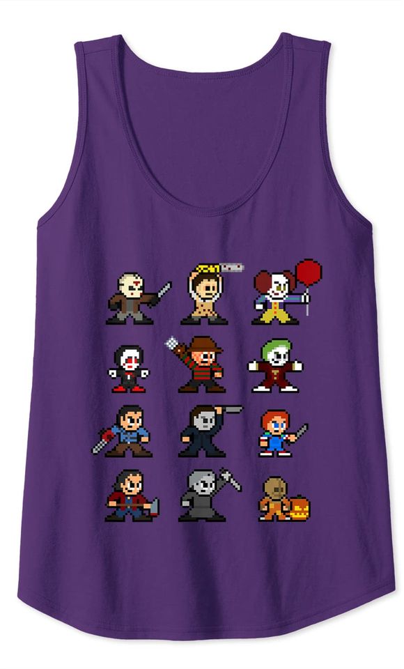 Pixel Halloween Scary Horror Movies Christmas Tank Top