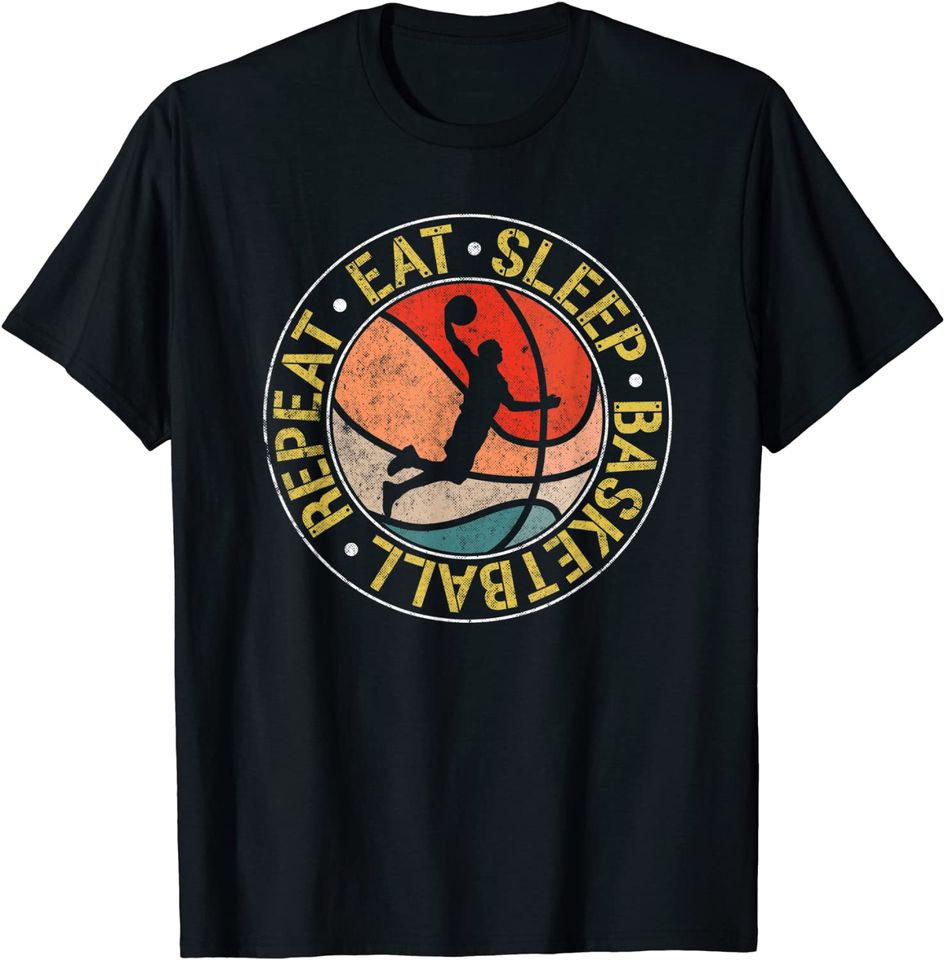 Vintage Eat Sleep Basketball Repeat Retro T Shirt
