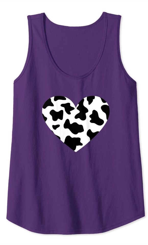 Awesome Cow Print Black & White Print Heart Tank Top