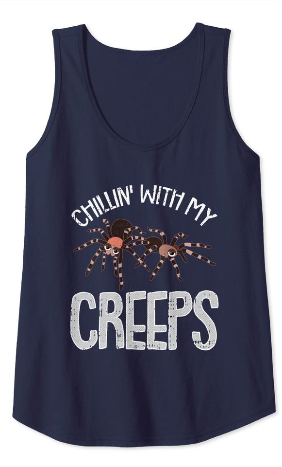 Chillin With My Creeps Lazy Halloween Funny Witch Tank Top