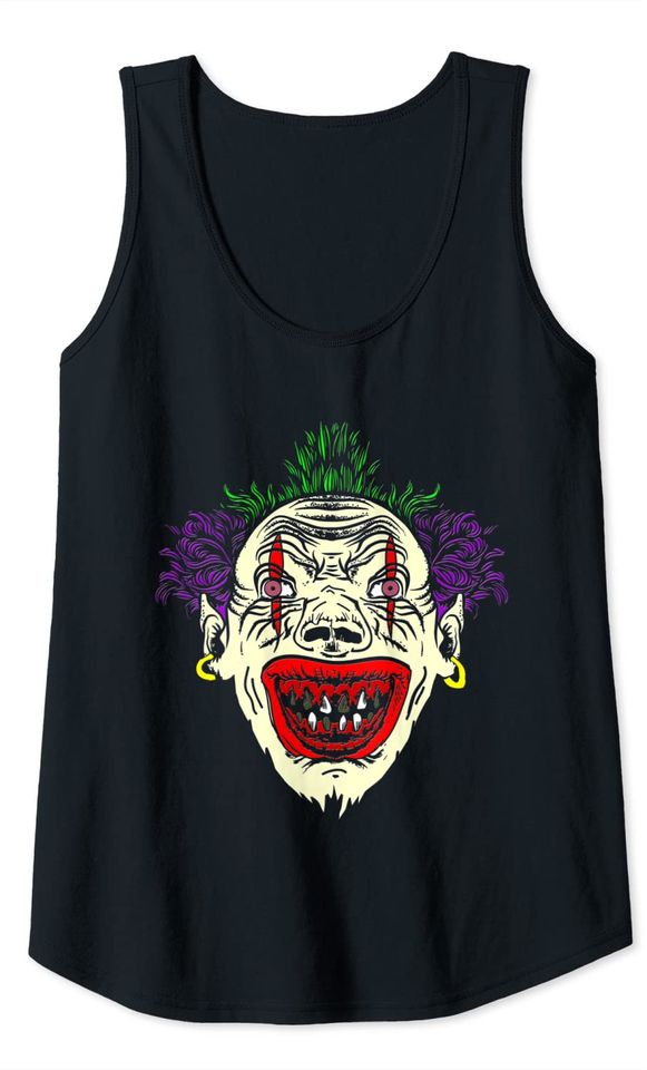 Scary Ugly Clown with Earrings Tank Top