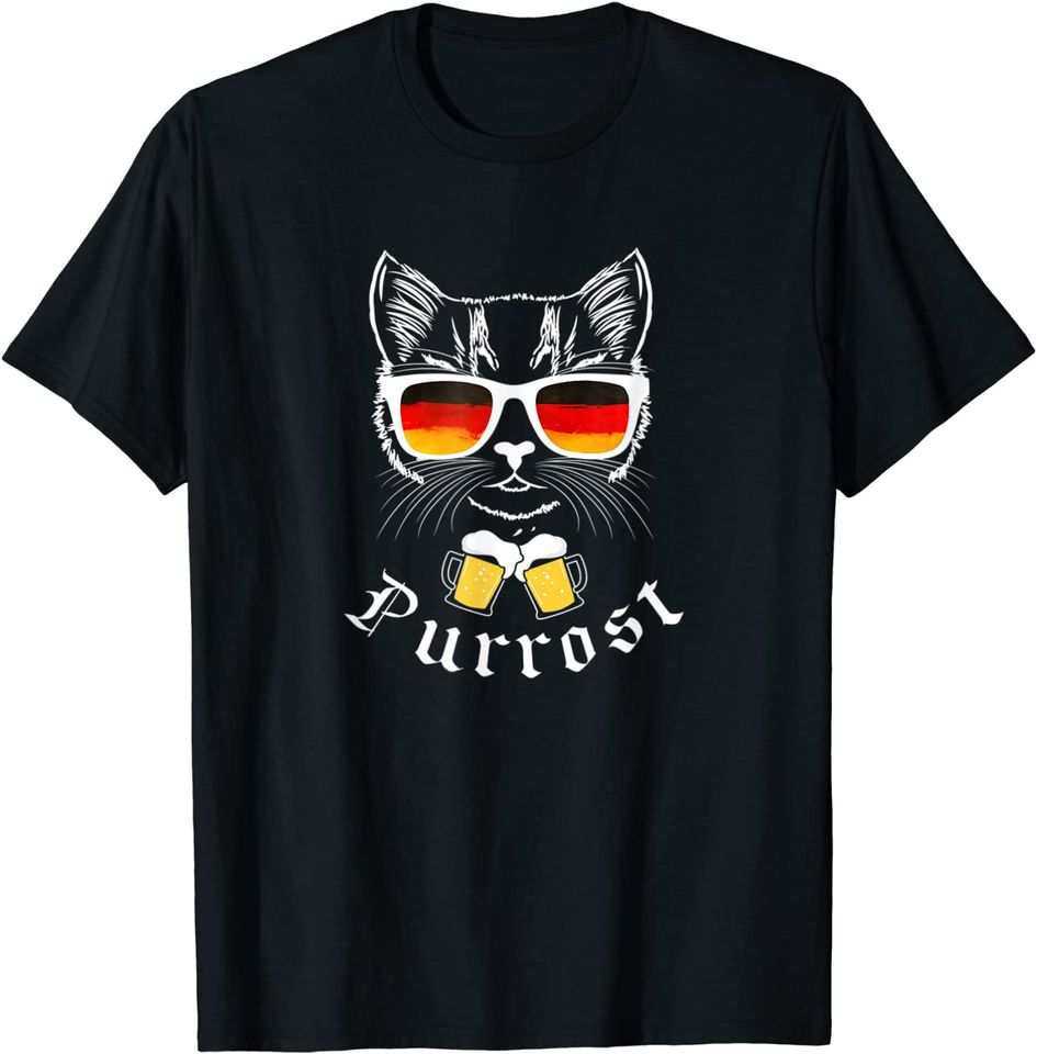 Oktoberfest Funny Prost Pun Purrost Cat T-Shirt