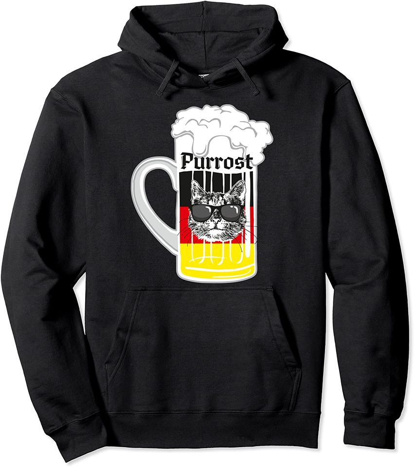Oktoberfest 2019 Flag Funny Prost Pun Purrost Cat Beer Pullover Hoodie