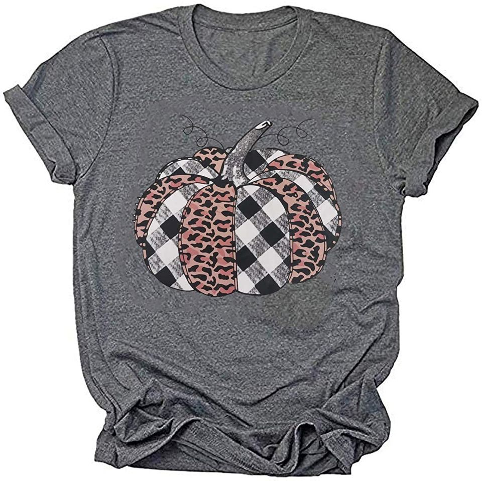 Leopard Pumpkin Printed Halloween T Shirt