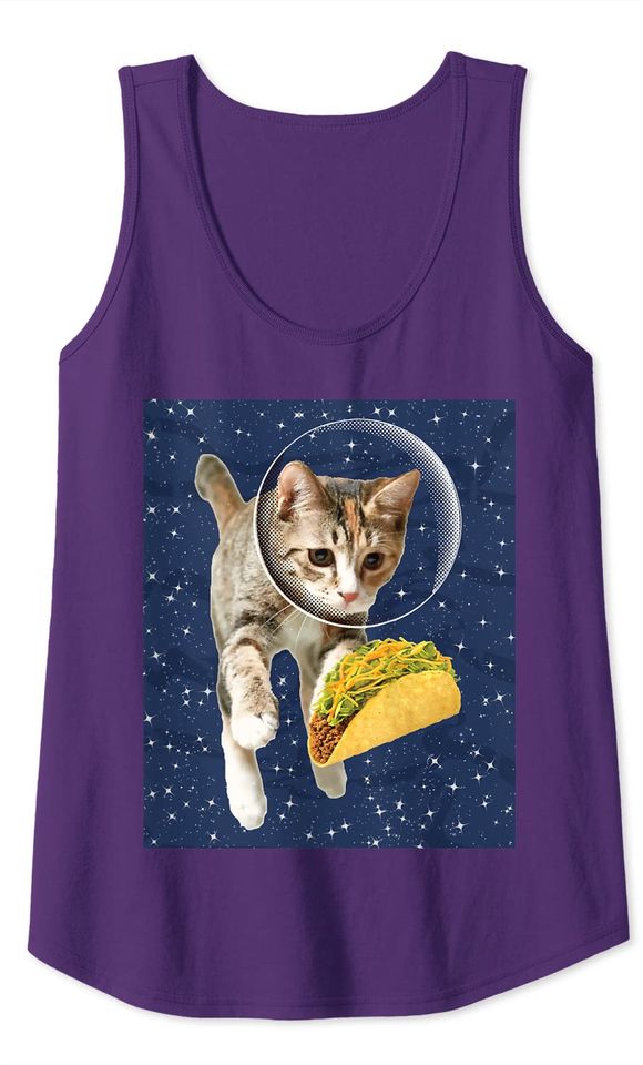 Cat Astronaut Tacos in Space Funny Mexican Food Tank Top