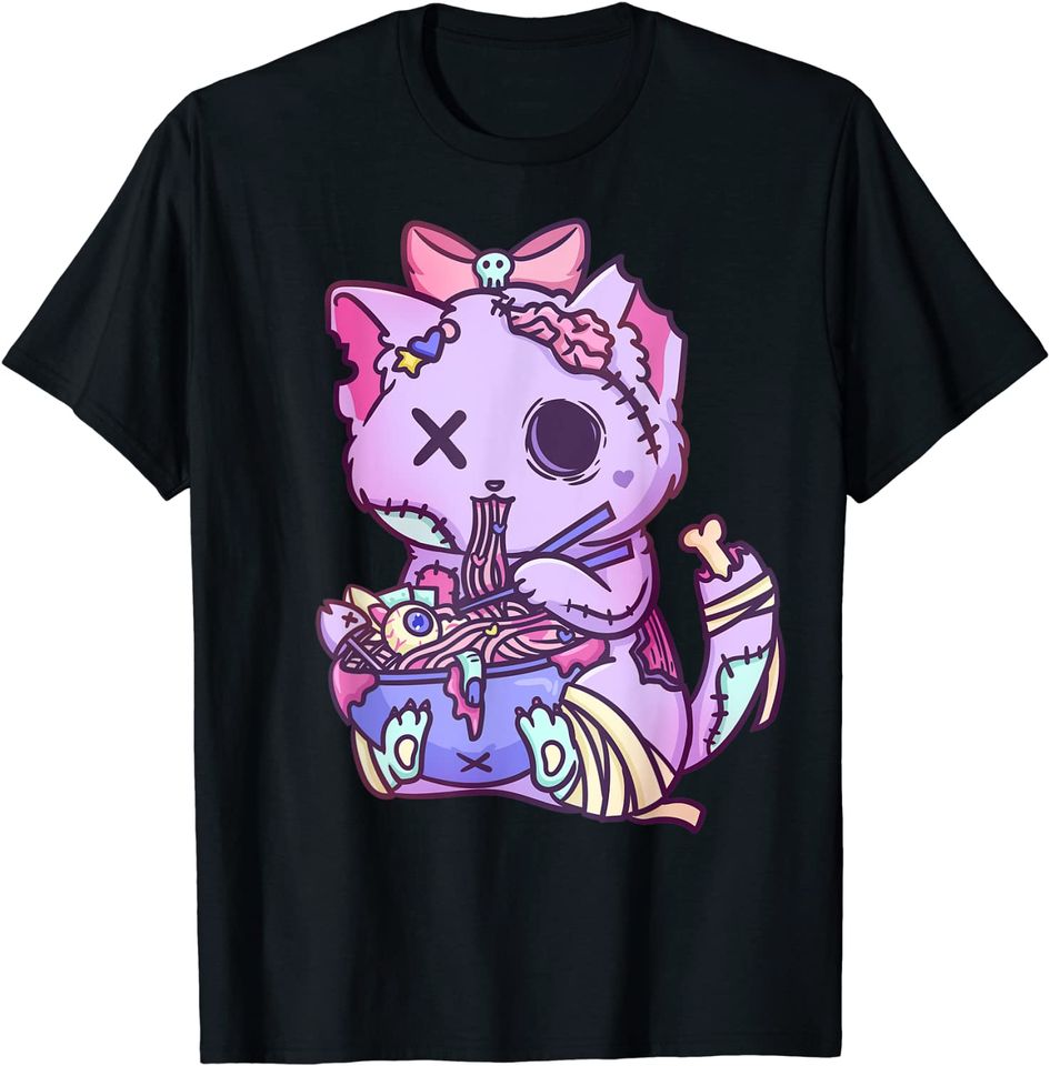Cat Ramen Bowl Pastel Goth Nu Goth Anime Otaku JapaneseT Shirt