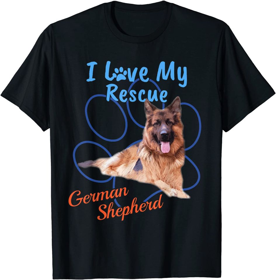 I Love My Rescue German Shepherd Adopted Dog T Shirt