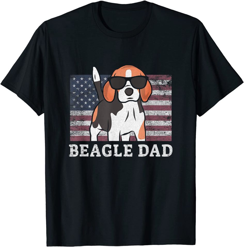 Beagle Dad American Flag T Shirt