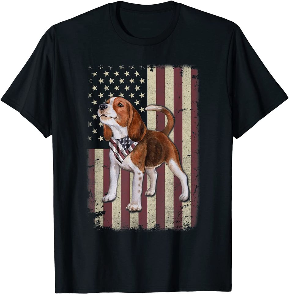 Beagle American Flag Bandana Patriotic T Shirt