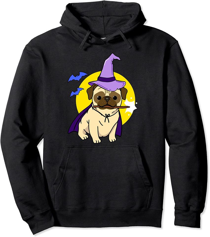 Pug Witch Pug Halloween Pullover Hoodie