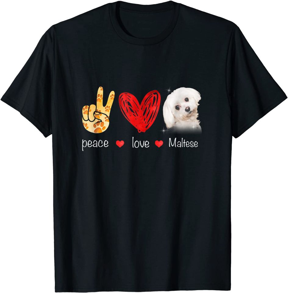 Peace Love Maltese Dog T Shirt