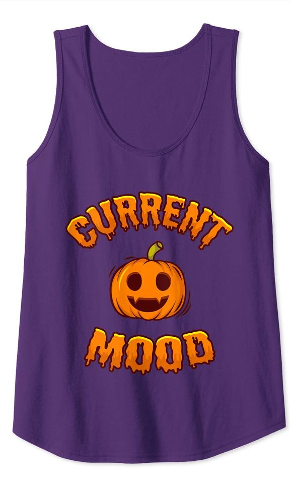 Funny Halloween Cute Pumpkin Jack O Lantern Current Mood Tank Top