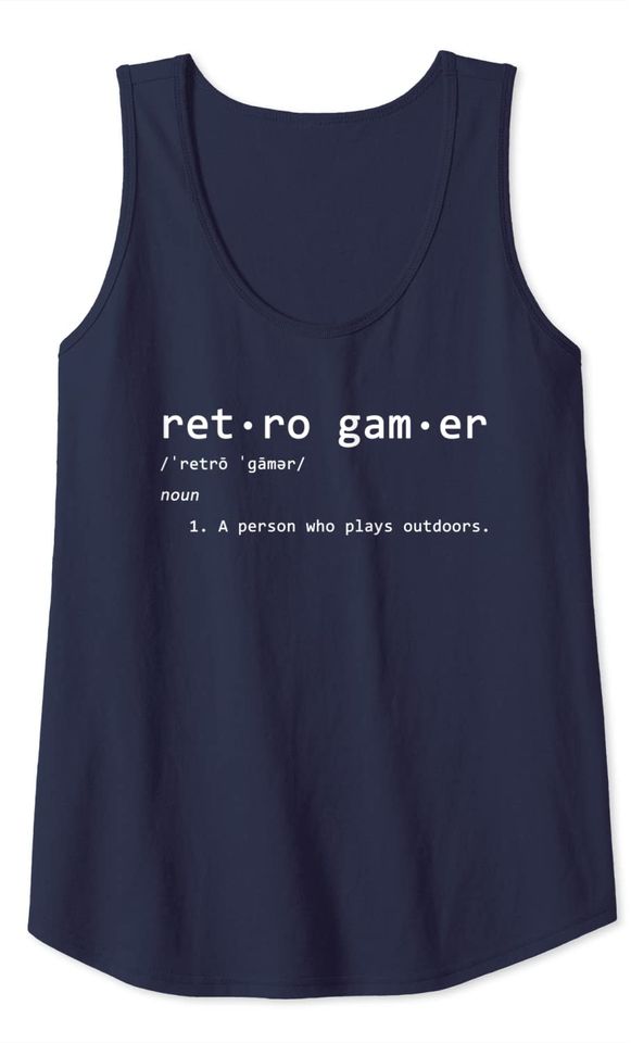 Retro Gamer Funny Definition ironic gaming joke Tank Top