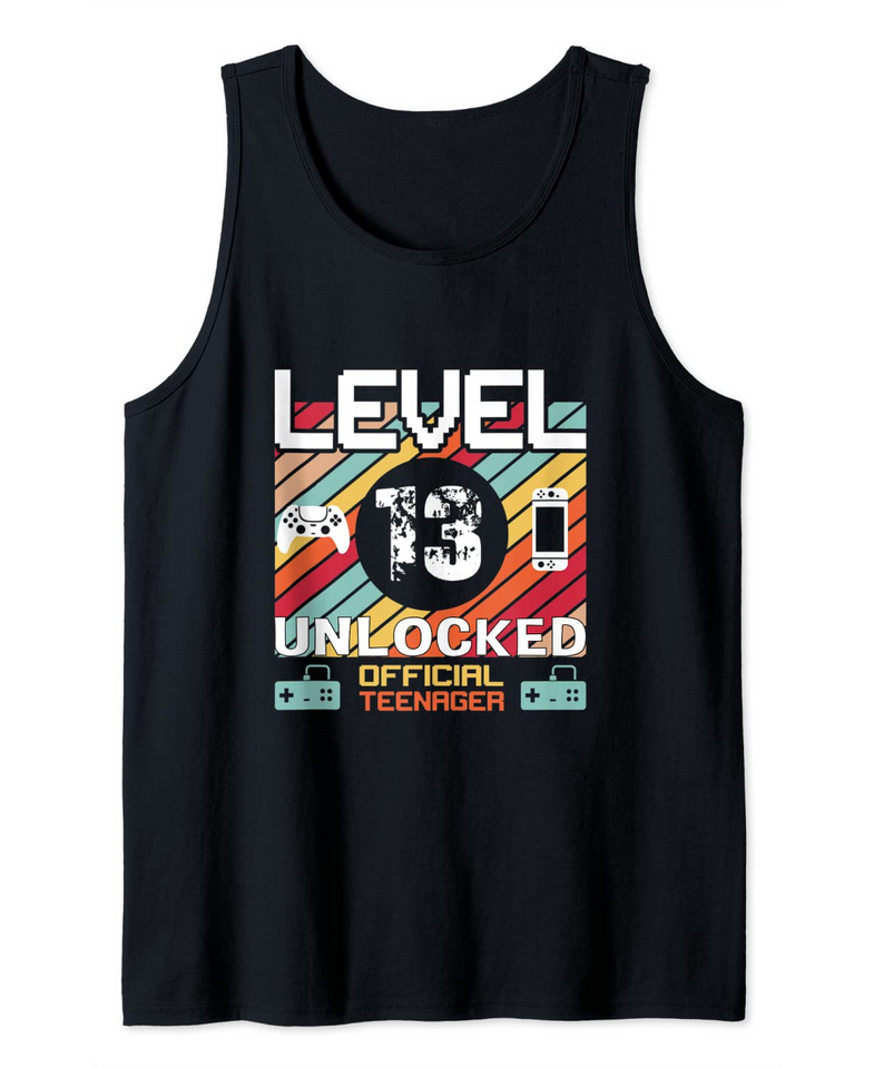 Level 13 Unlocked  Teenager Gamer Video Game B-Day Tank Top