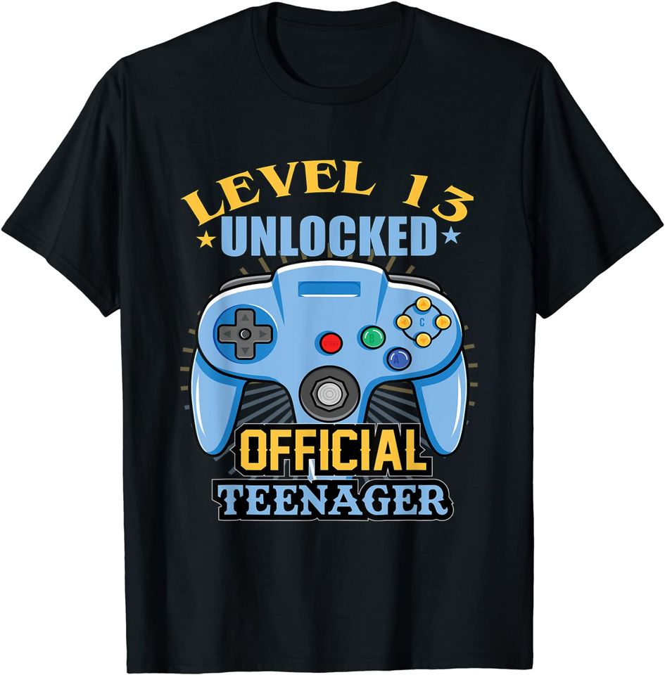  Teenager 13th funny Birthday Gift Level 13 Unlocked T-Shirt