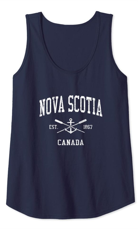 Nova Scotia Vintage Crossed Oars & Boat Anchor Sports Tank Top