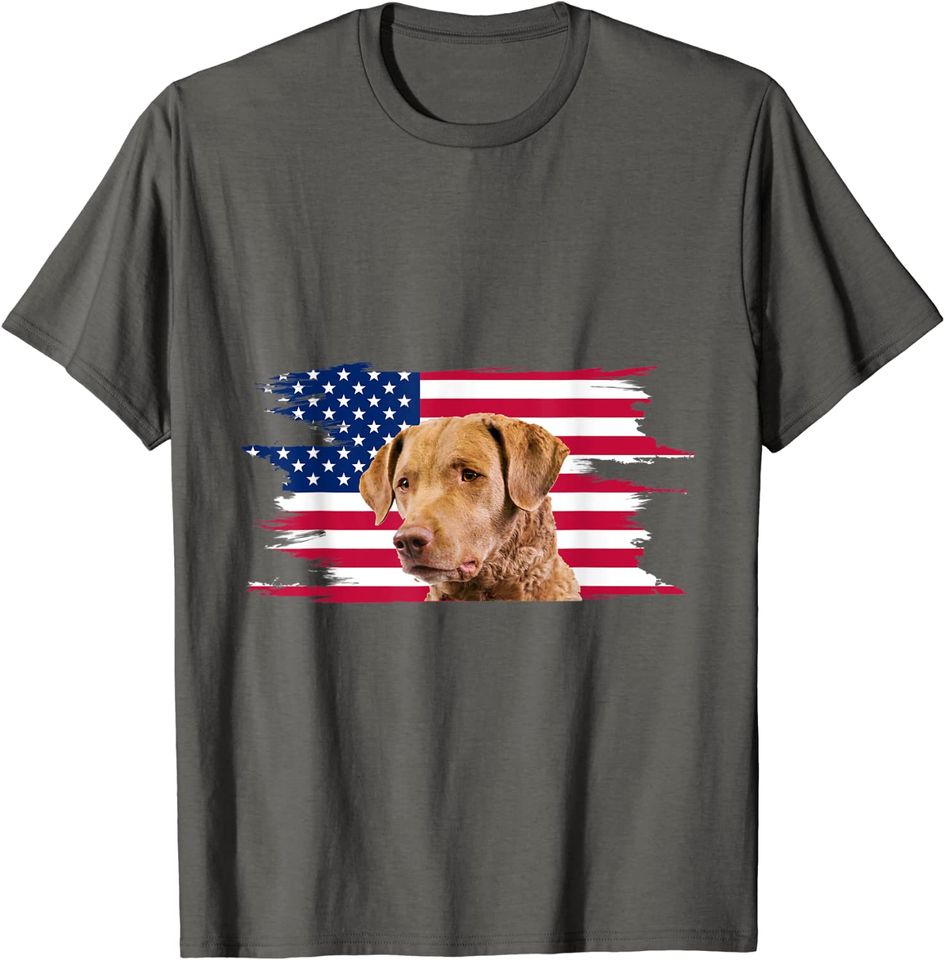 American Flag Dog Chesapeake Bay Retriever T-Shirt