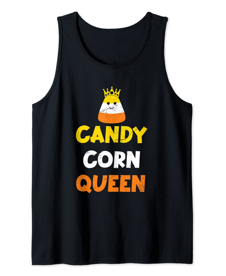 Candy Corn Queen Crown Halloween Candy Eater Candy Corn Tank Top