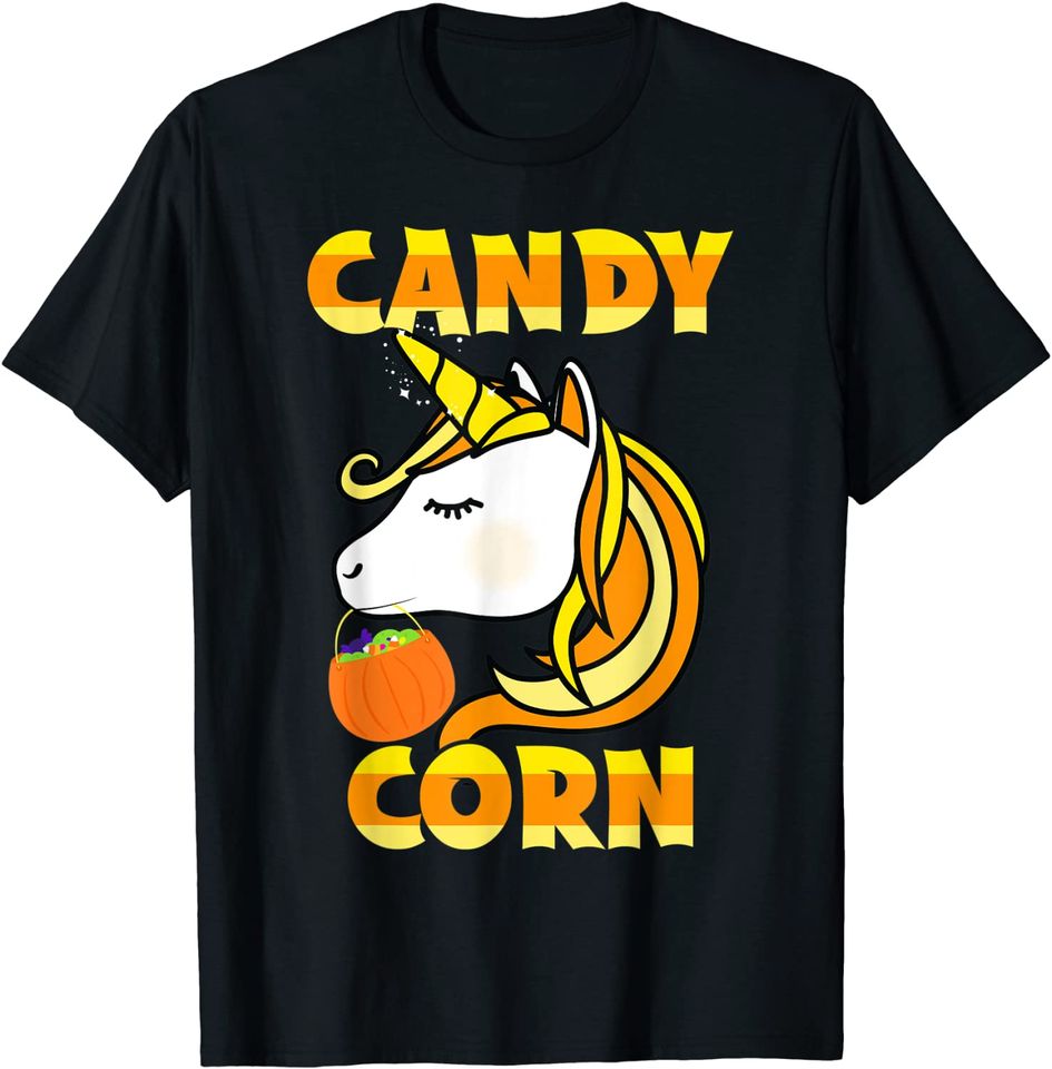 Candy Corn Cute Unicorn Candy Halloween T-Shirt