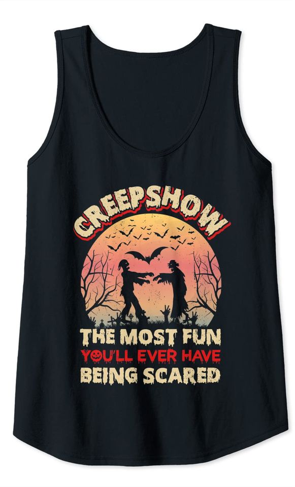 Retro Halloween Vintage Creepshow scary Chill horror Funny Tank Top