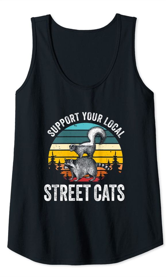 Support Local Street Cats Raccoon Sunset Tank Top