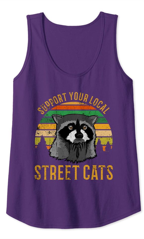 Support Your Local Street Cats tshirt raccoon sunset Tank Top