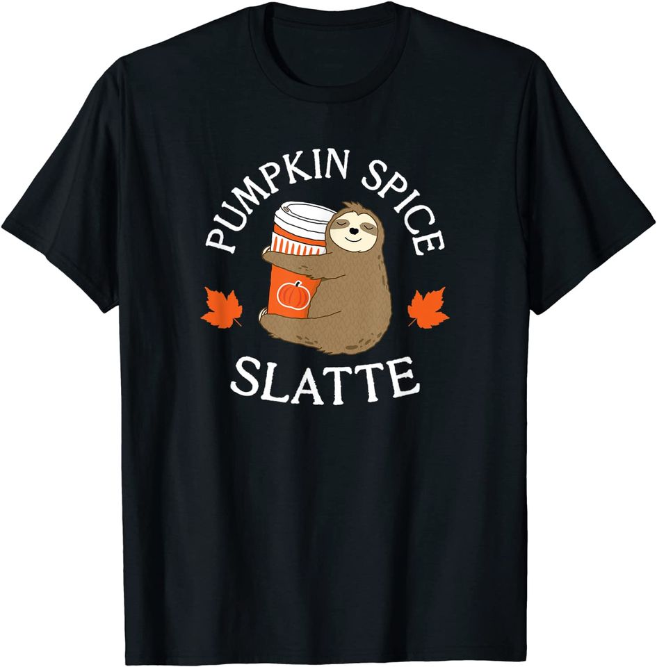 Cute Sloth Pumpkin Spice "Slatte" Latte Coffee Fall Basic T-Shirt