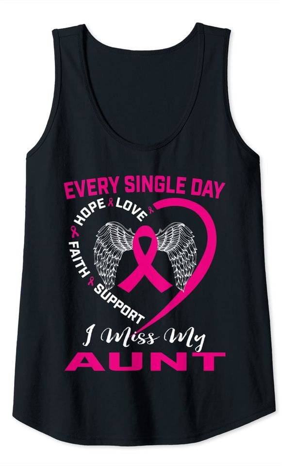 Cute I Wear Pink In Memory Of My Aunt Breast Cancer Graphic Tank Top