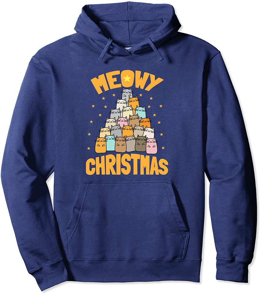 Meowy Christmas Merry Xmas For Cat Lovers And Pet Owner Pullover Hoodie