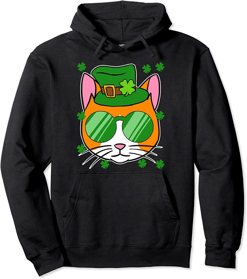 Irish Cat St. Patrick's Day Shamrock Hat Animal Hoodie