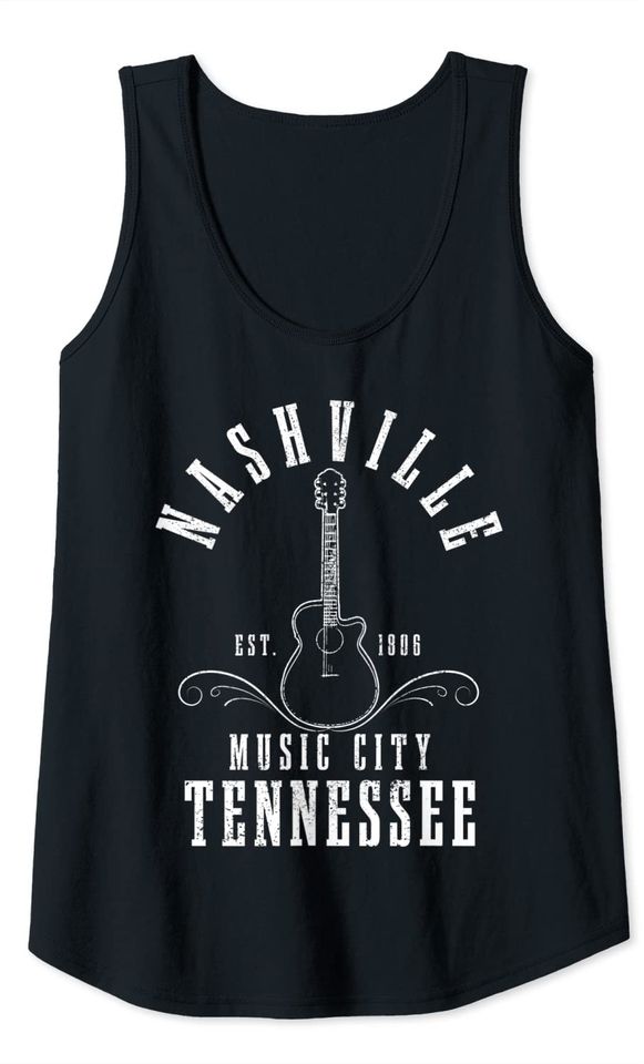 Country Music City Guitar Vintage Tank Top