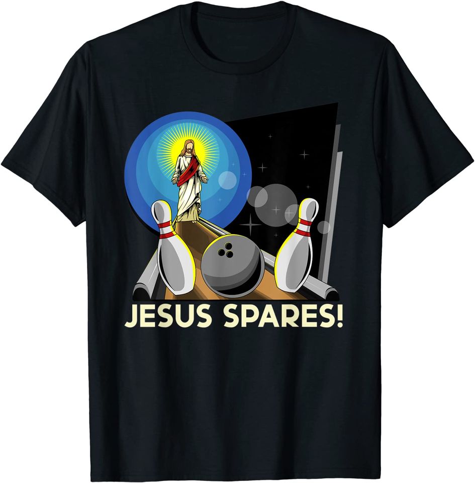 Jesus Spares | Funny Christian Bowling Pun T-Shirt