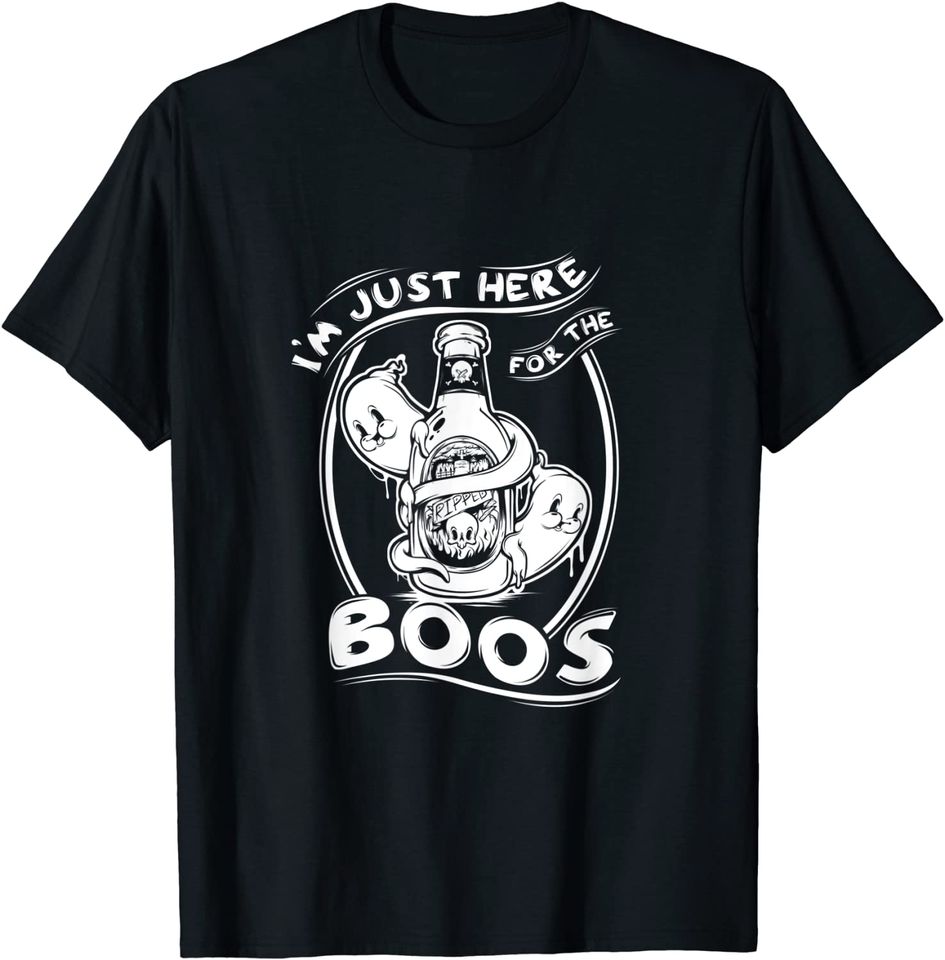 Im Just Here For The Boos Halloween Funny Ghost Drinking T-Shirt