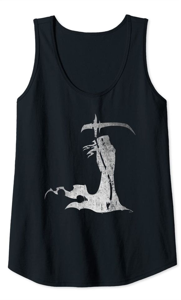 Grim Reaper God of Death Tattoo Style Halloween Emo Gothic Tank Top