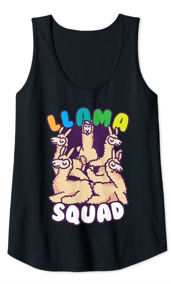Cool Llama Squad Funny Domesticated Alpaca Group Lover Gift Tank Top
