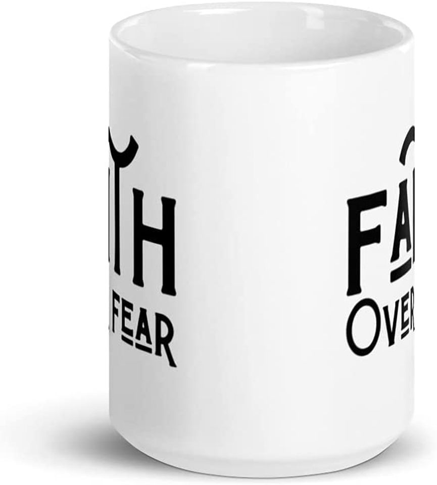 Faith Over Fear White Glossy Mug