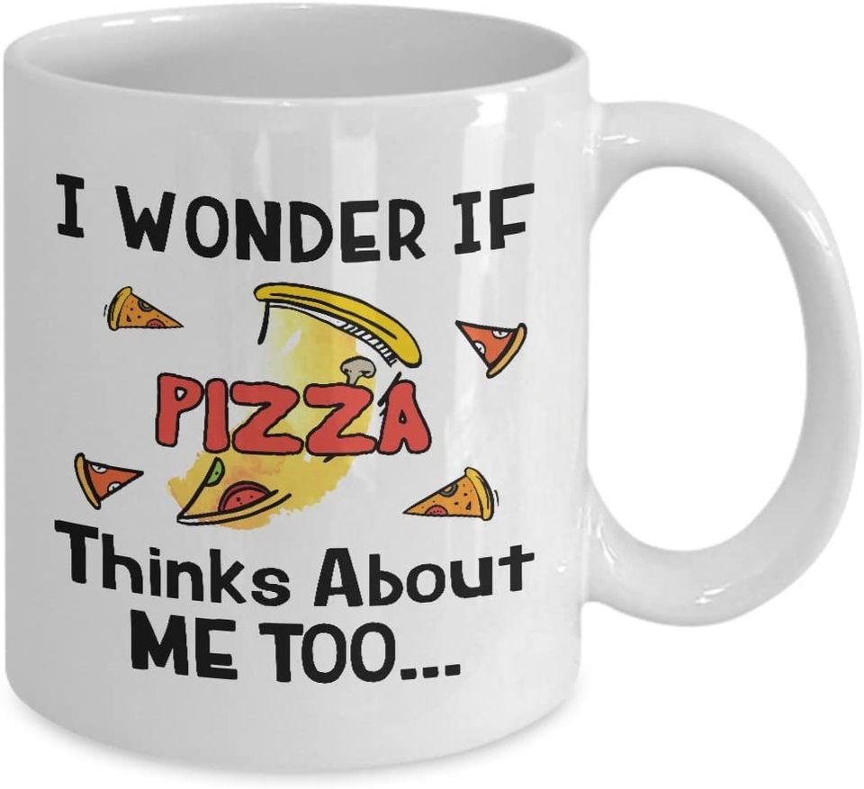 I Wonder If Pizza Thinks About Me Too Retro Mug