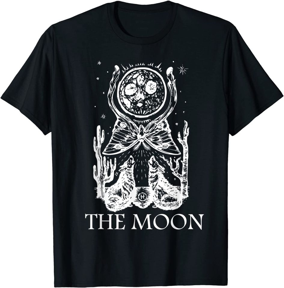 Tarot Card Shirt The Moon Occult Scary Gothic T-Shirt