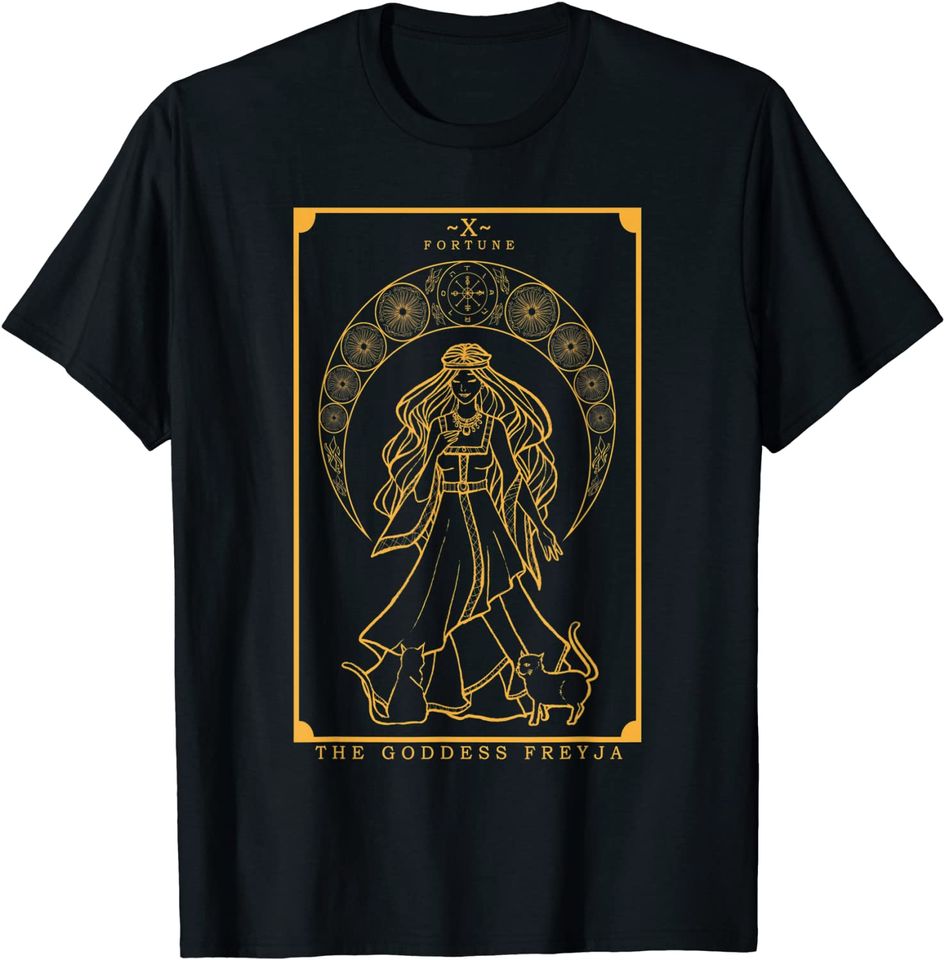 Norse Goddess Freyja Tarot Card Freya Pagan Witch Cat Gift T-Shirt