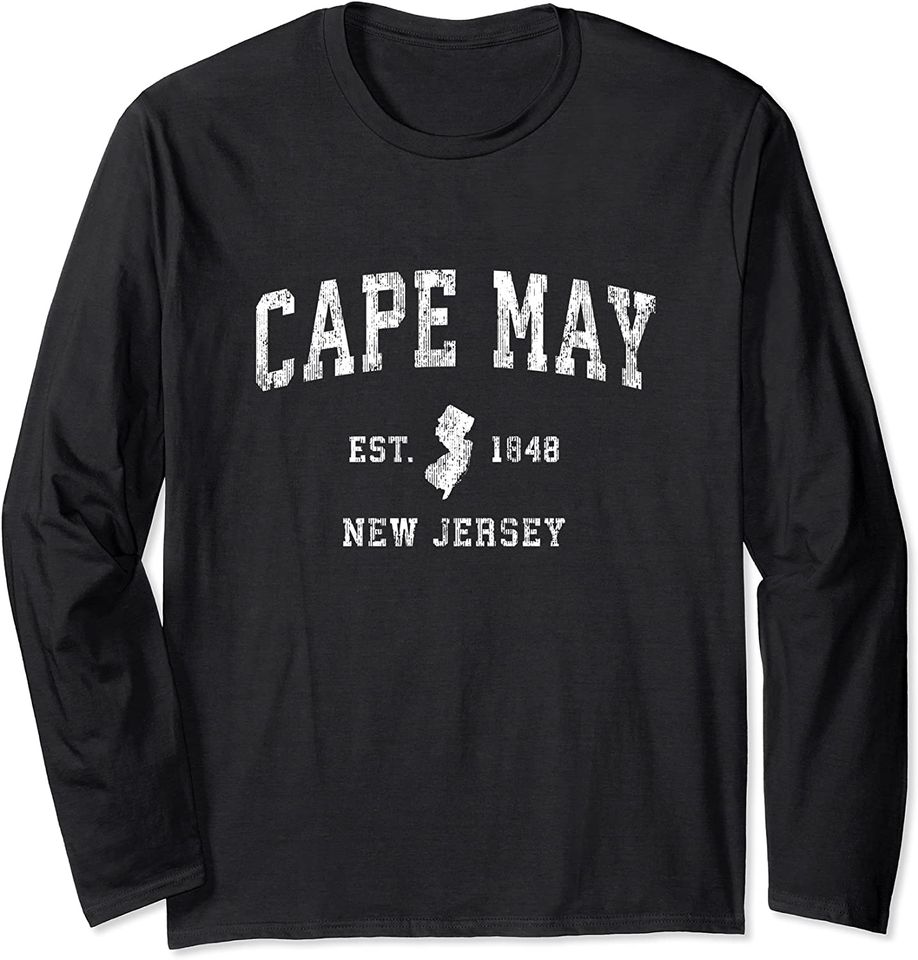 Cape May New Jersey NJ Vintage Athletic Sports Design Long Sleeve